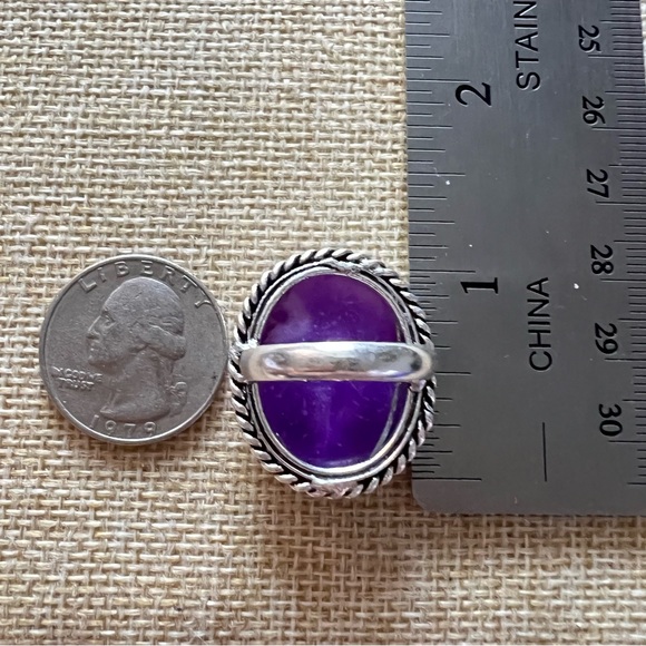 Titanium Druzy Stone Silver Overlay Ring Size 5.75 - Picture 3 of 3